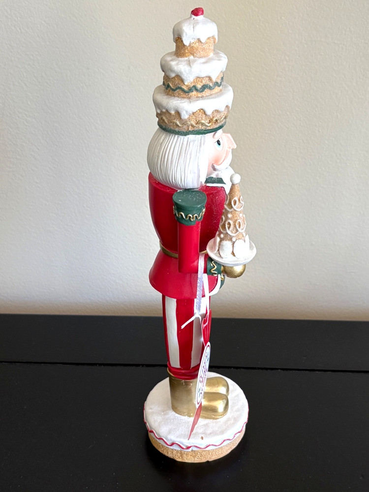 NWT Peppermint Square Nutcracker with Cupcake Hat & Holding Gingerbread Tree