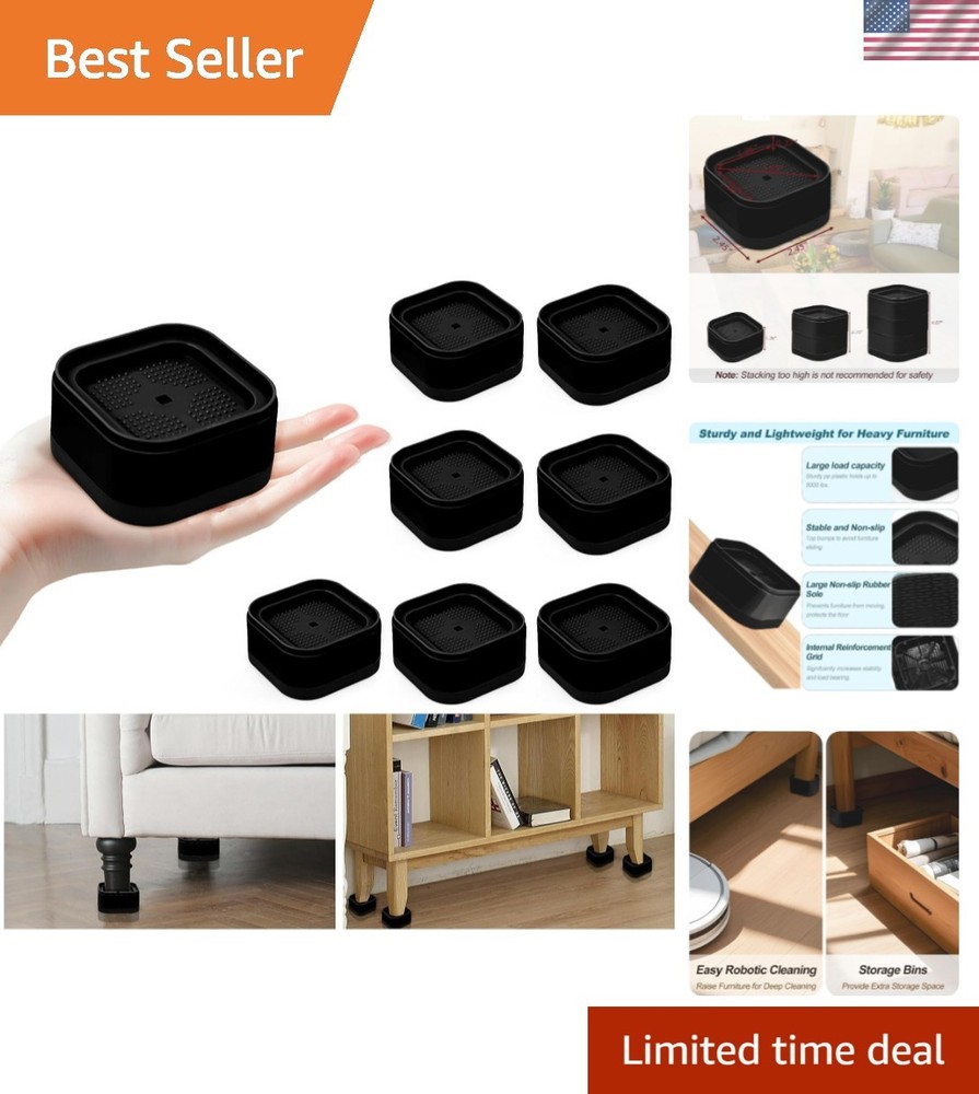 8 Pack Furniture Risers, Adjustable Bed Risers Heavy Duty Stackable Bed Raise...