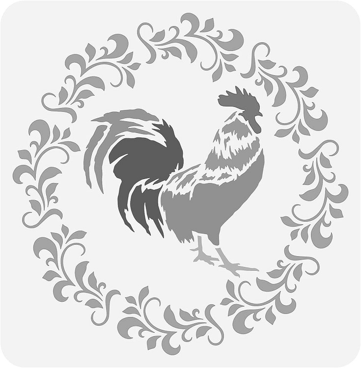6"x6" Clear Plastic Stencil - Rooster (ML20)*****
