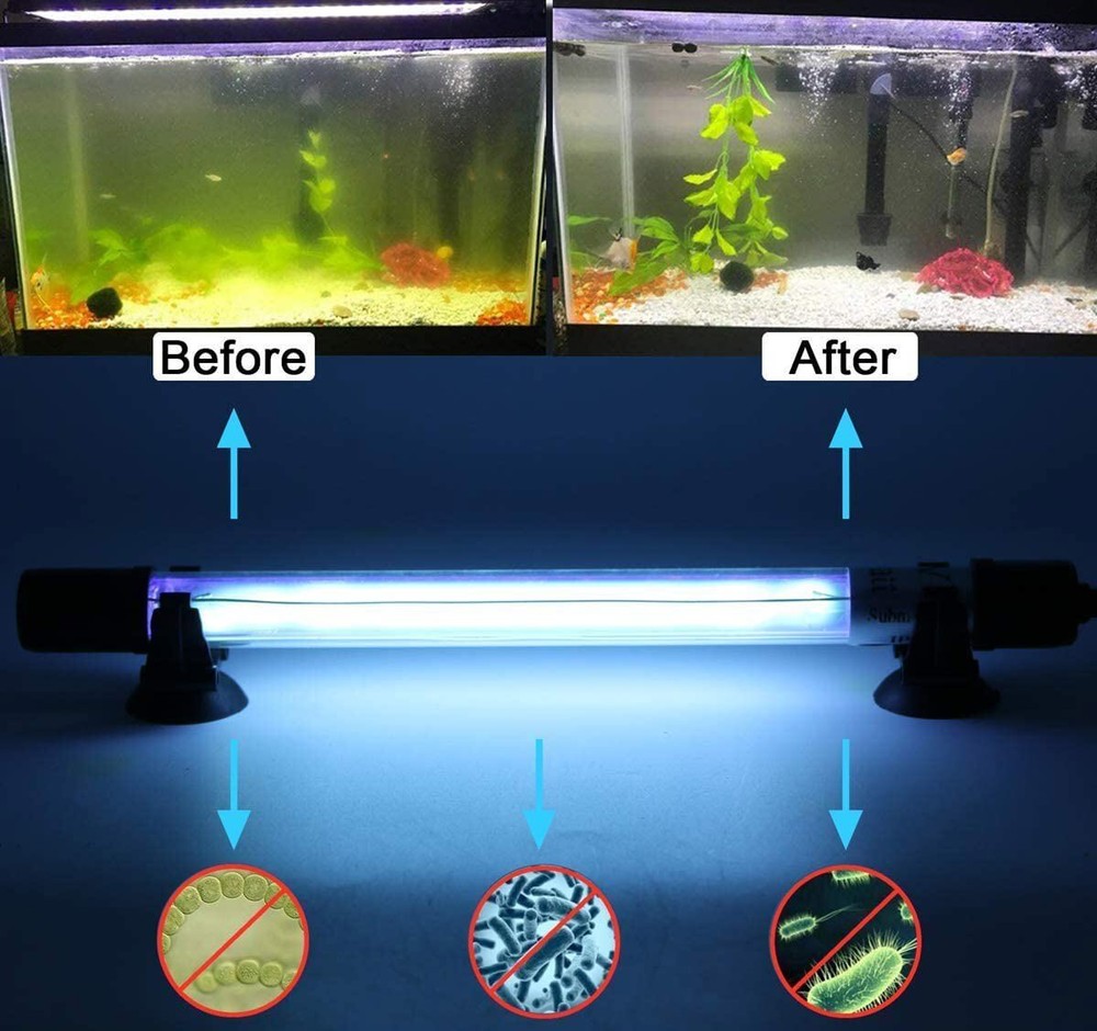 13W Submersible UV Purifier for Aquarium - Fish Tank Algae Remover