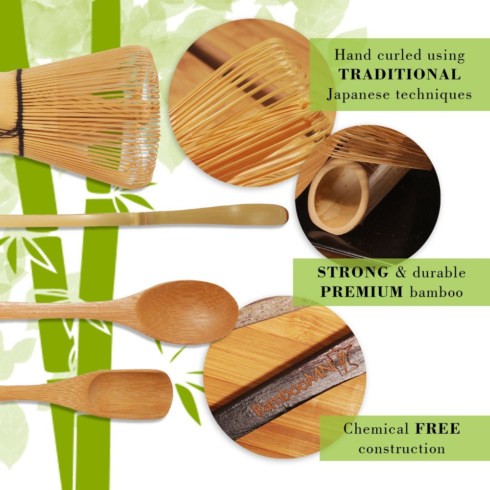 BambooMN Matcha Tea Set - Six-Piece Set - Black
