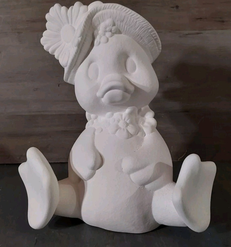 Ceramic Bisque Ready to Paint Duck Half Shell Flower Base Easter 3pc 9x11