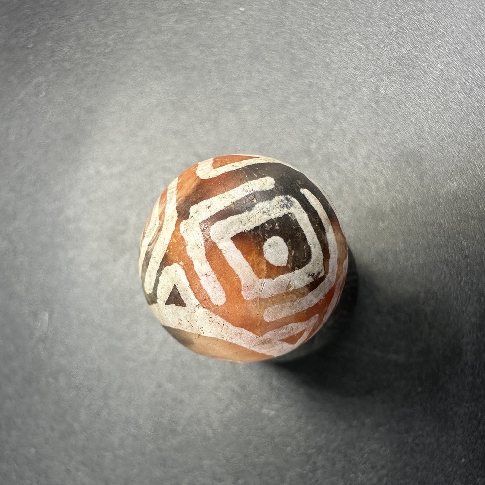 Antique Etched Carnelian Agate Beads Amulet
