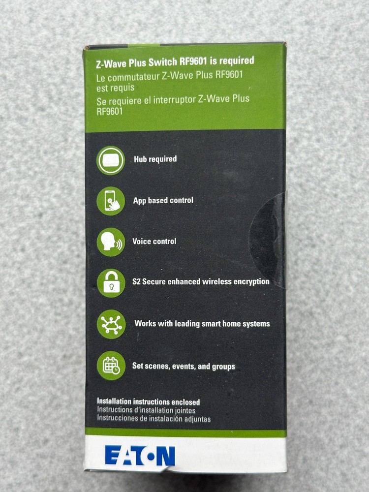 NEW EATON RF9617DW Z-Wave Plus Wireless Accessory Switch, White