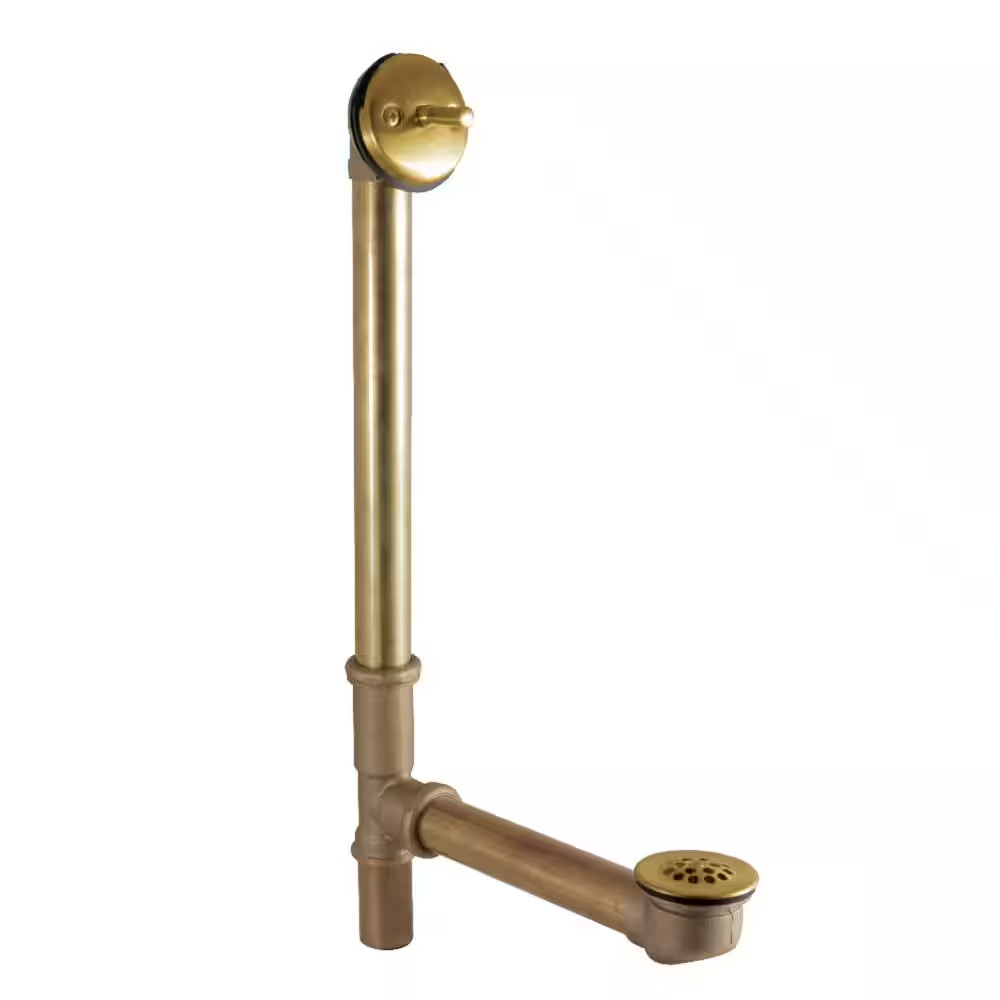 1-1/2 In. Brass Adjustable Grid Drain, Brushed Brass