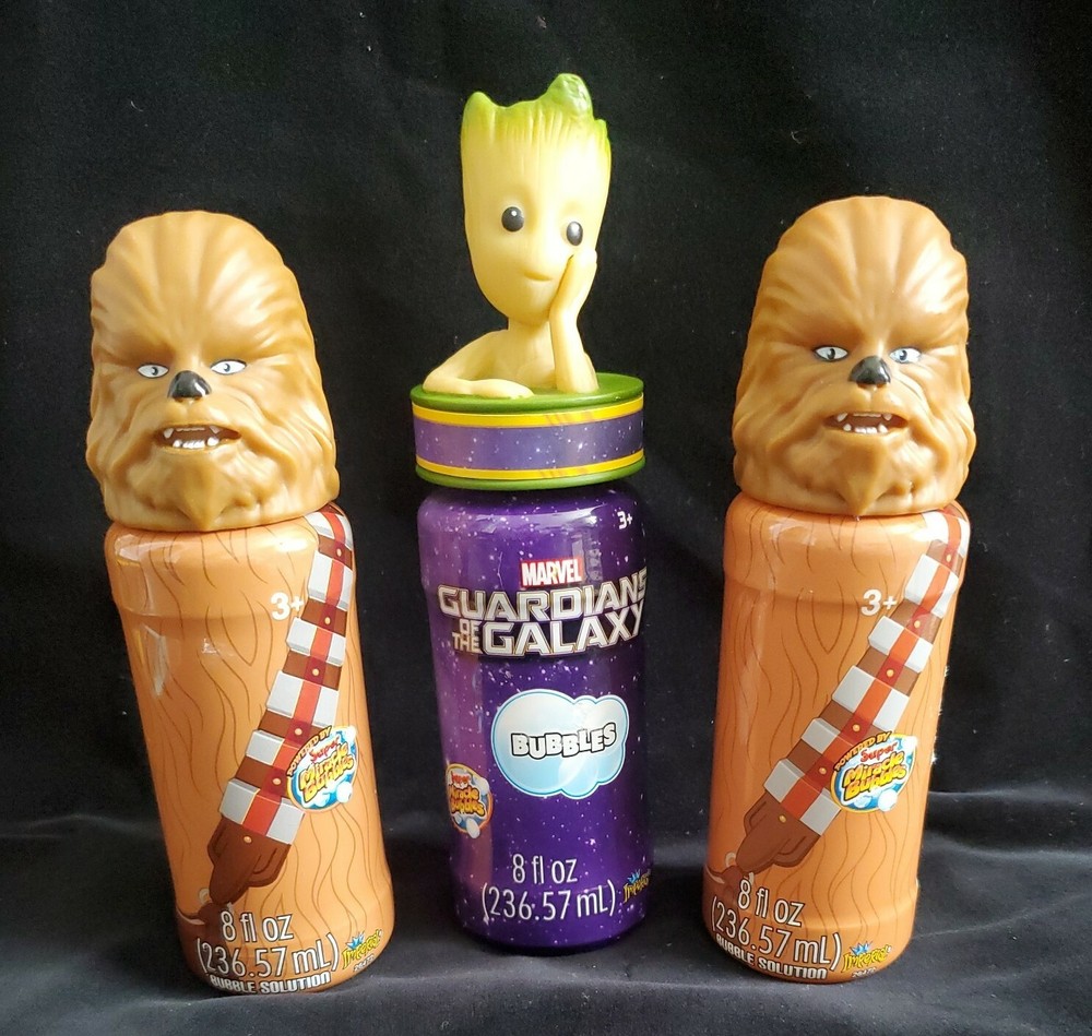 3pc "Super Miracle Bubbles" Groot/Marvel & Chewbacca/Star Wars-Disney 8oz Sealed