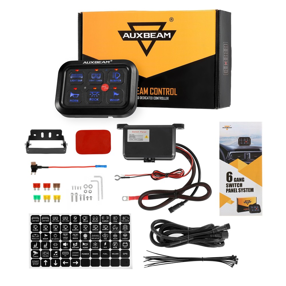 AUXBEAM 6 Gang Switch Panel Circuit Control Relay System For Can-Am Maverick X3