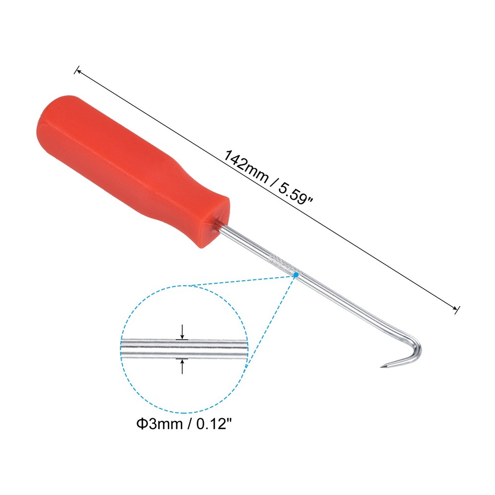O-Ring 45° Hook 142mm Oil Seal Gasket Precision Puller Remover Tool, Red