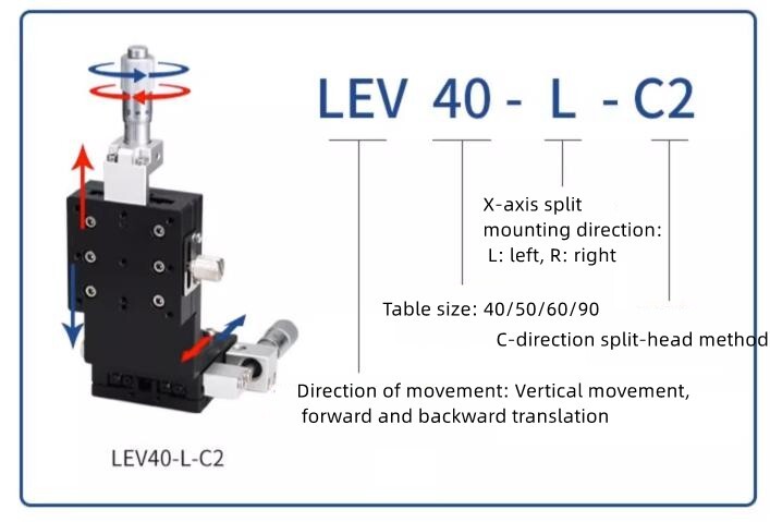 CNC XYZ axis slide LEV40-L-C2 Vertical lifting precision displacement platform