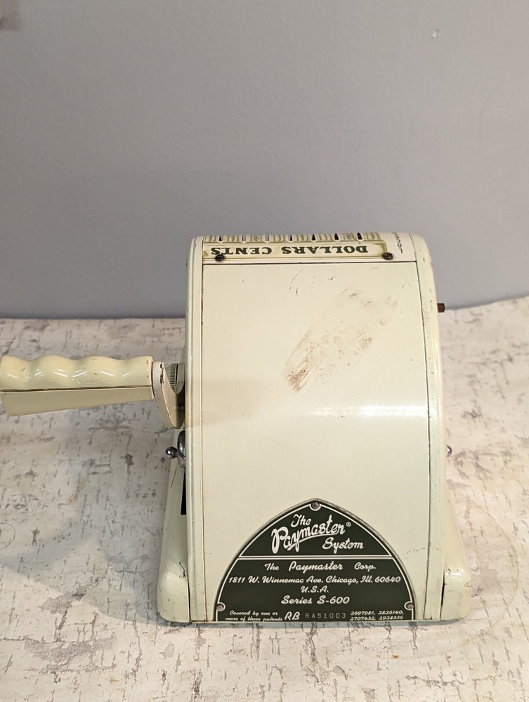 Vintage Paymaster Series S600 Green Check Writer Authentic Check Stamper Machine