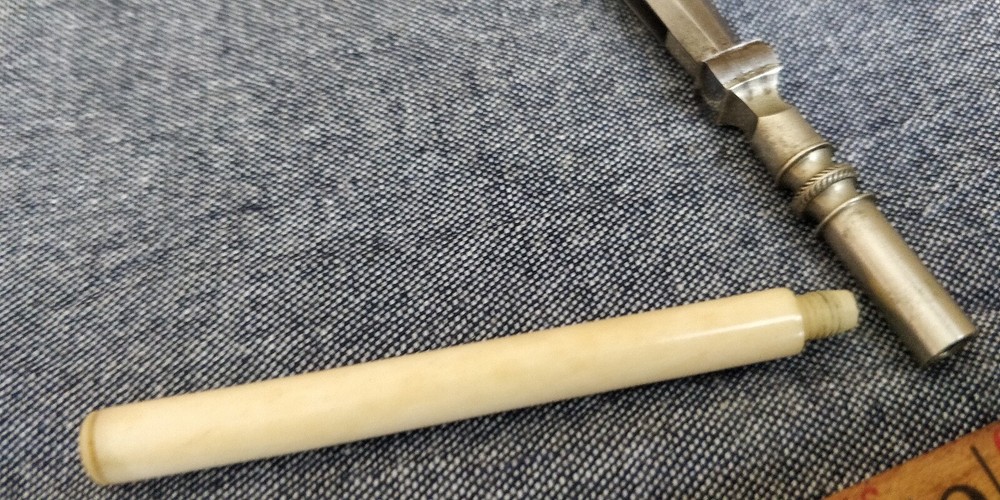 Vintage drafting Pen with white handle Bone?