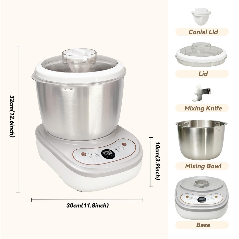 Dough Maker with Ferment Function 7.4Qt Large Capacity Large, Gray