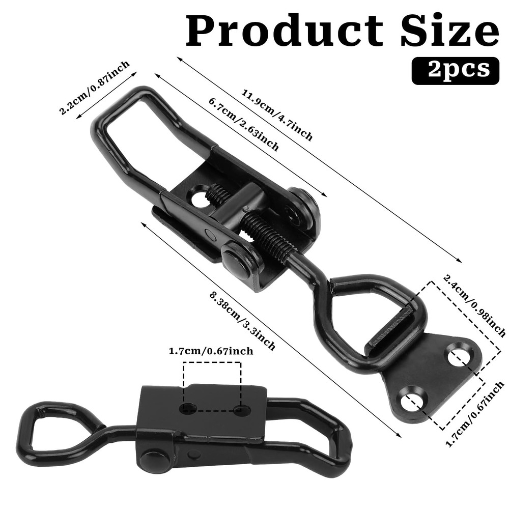 2 PCS Black Toggle Latch Clamp 300lbs Heavy Duty Adjustable Pull
