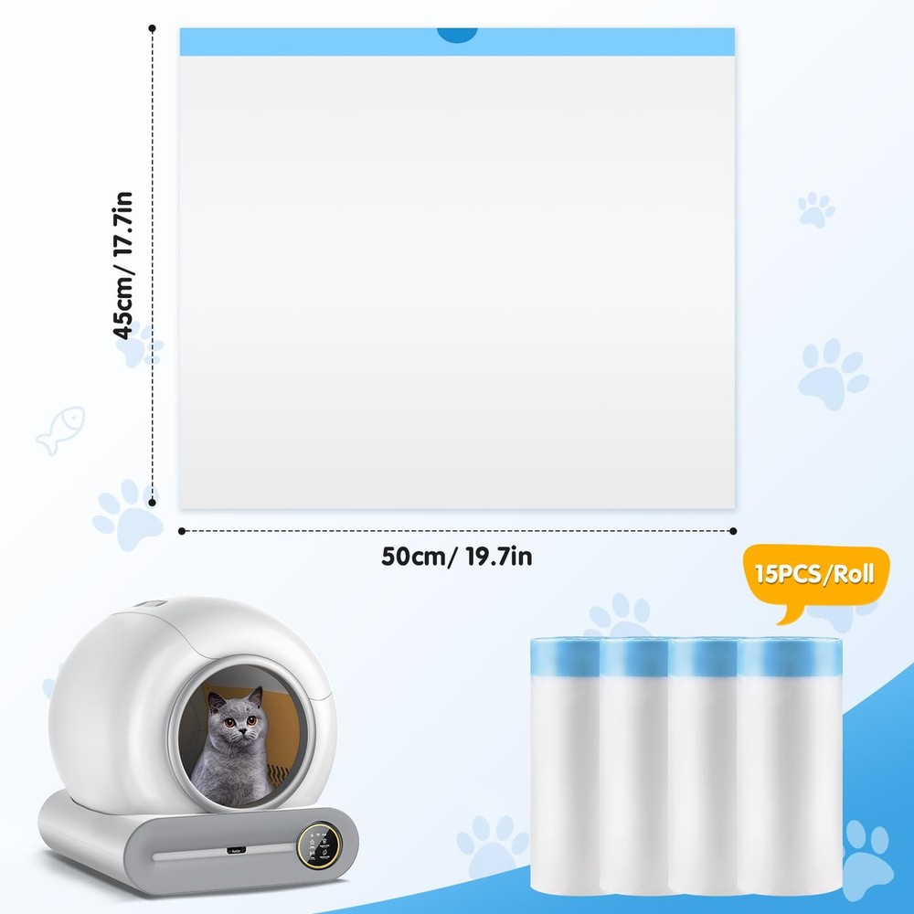 -Cleaning Litter , Drawstring Litter Liners, 60 Count Waste Drawer Liners Bag...