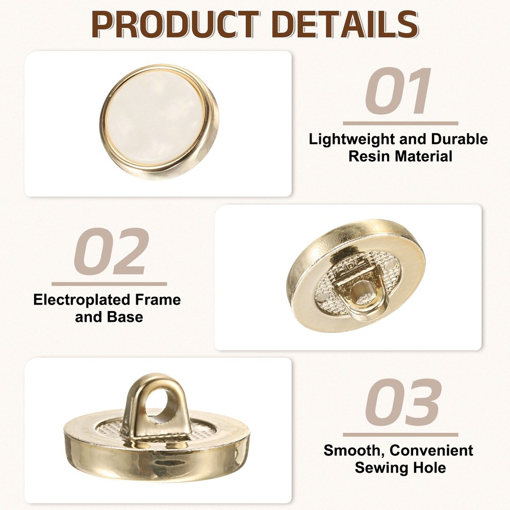 5Pcs Round Button, 18mm/0.7" Resin Decorative Pattern Button, White