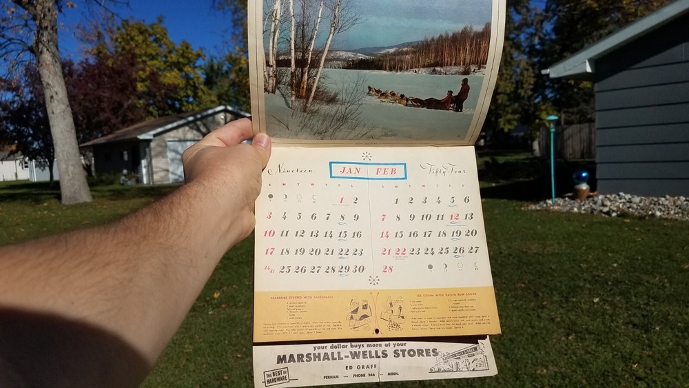 1954 Marshall Wells Hardware Store Ed Graff Calendar Perham Minnesota