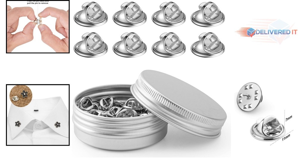 Durable 50PCS Nickel-Plated Pin Backs - Lightweight and Secure for Various Uses