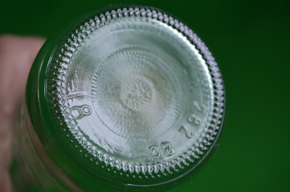 Vintage Dr Pepper Embossed Bottle,Light Green,10 Oz,Empty
