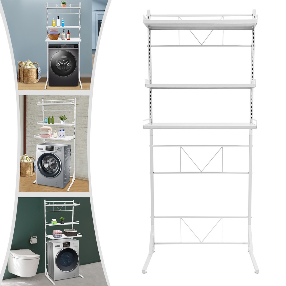 3-tier Washing Machine Shelf Metal Rack Shelf Above a Drum Washer Load 30kg