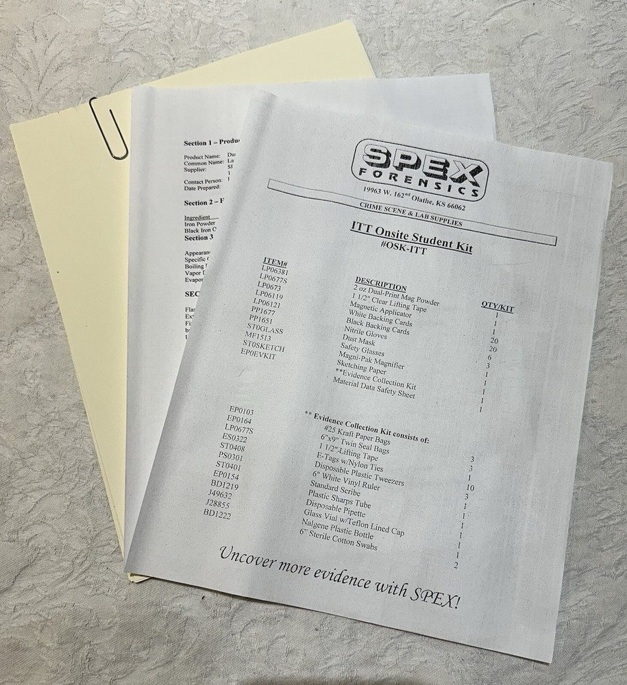 Spex Forensics Onsite Student Kit. NEW-open box