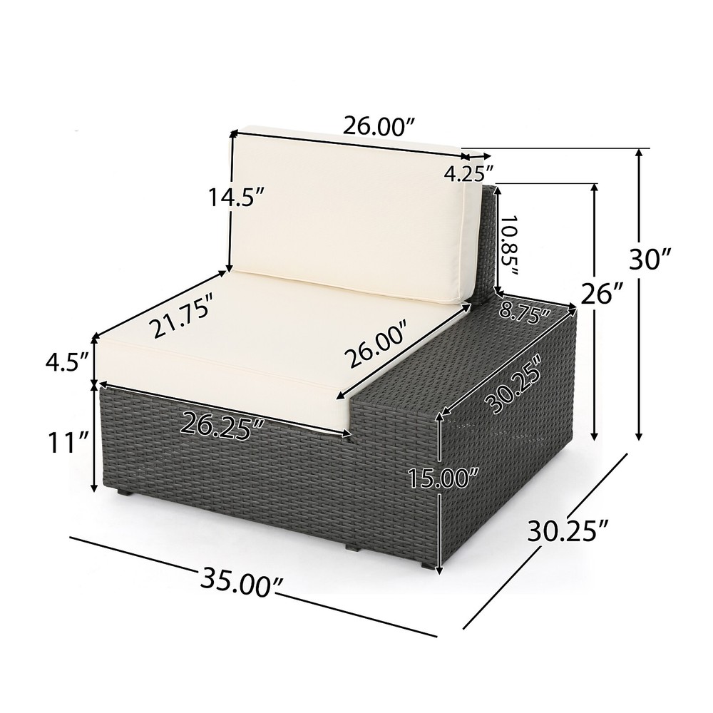 Reddington 6pc Outdoor Grey Wicker Sectional Set