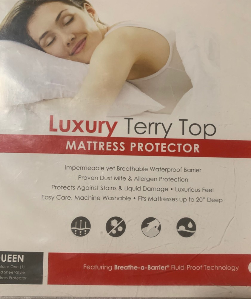 LUXURY TERRY WATERPROOF TOP MATTRESS PROTECTOR (QUEEN SIZE) BY SLUMBERSHIELD**