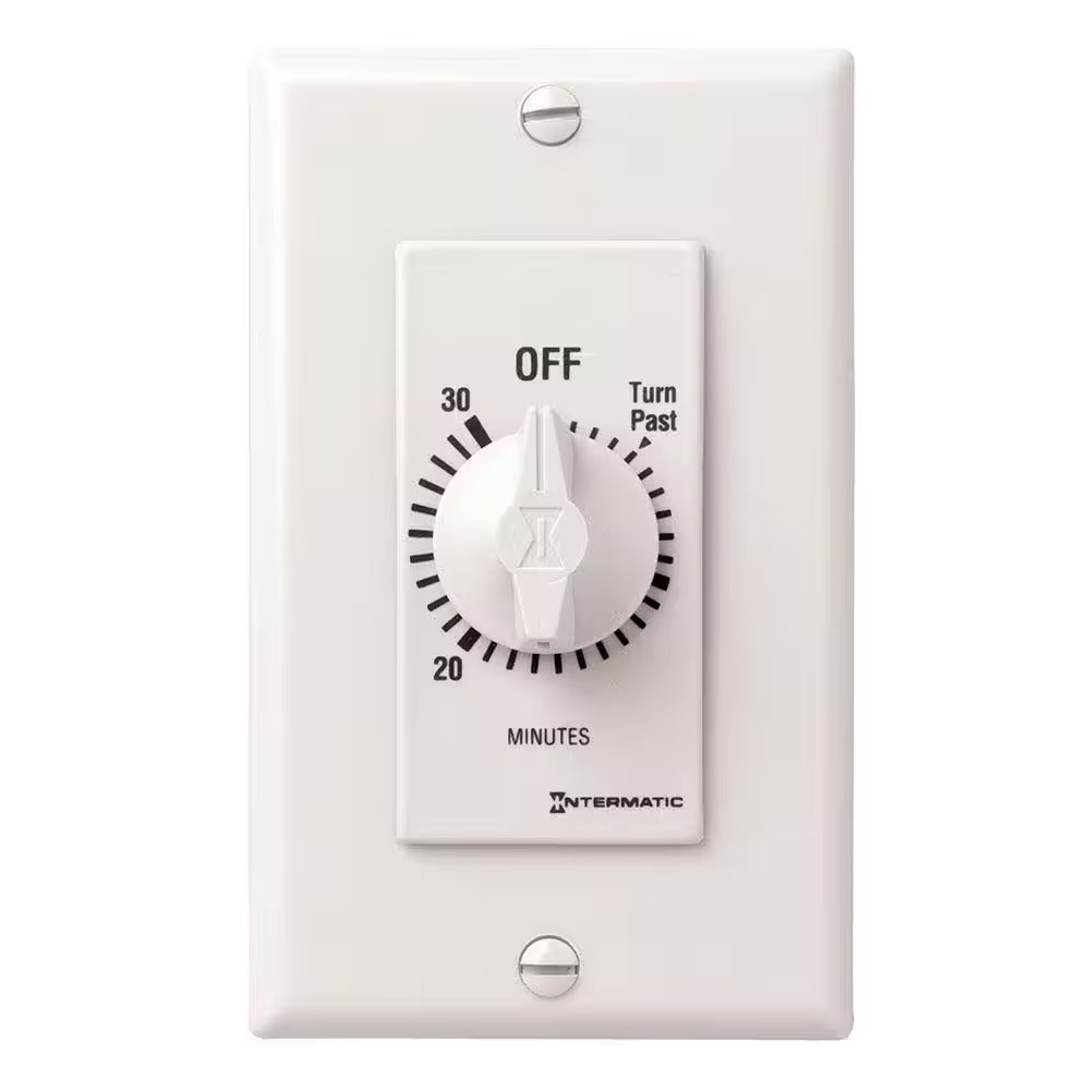 20 Amp 30-Minute Indoor In-Wall Spring Wound Timer, White