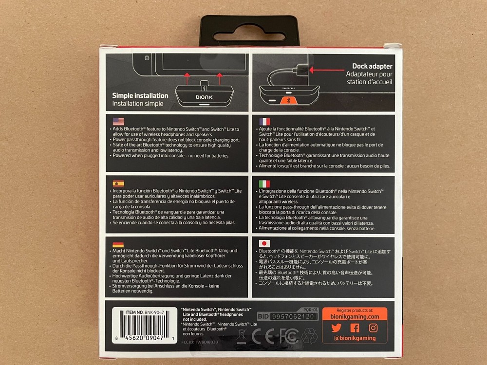 Bionik BT Audio Sync Wireless Bluetooth Adapter for Nintendo Switch - Open Box