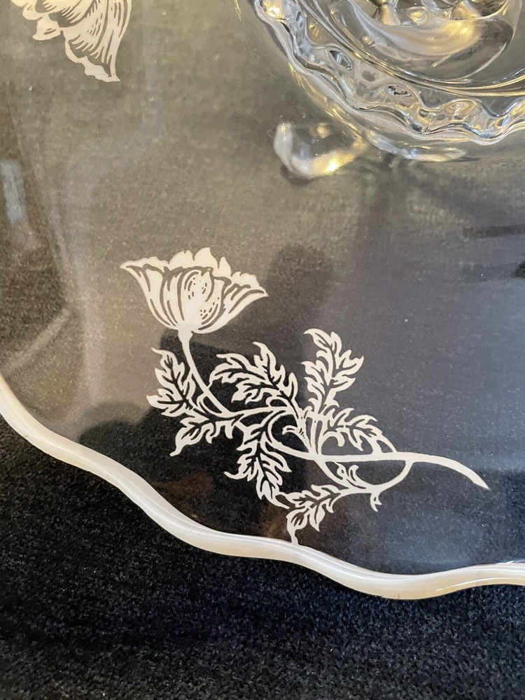 sterling silver trimmed glass dish with handle