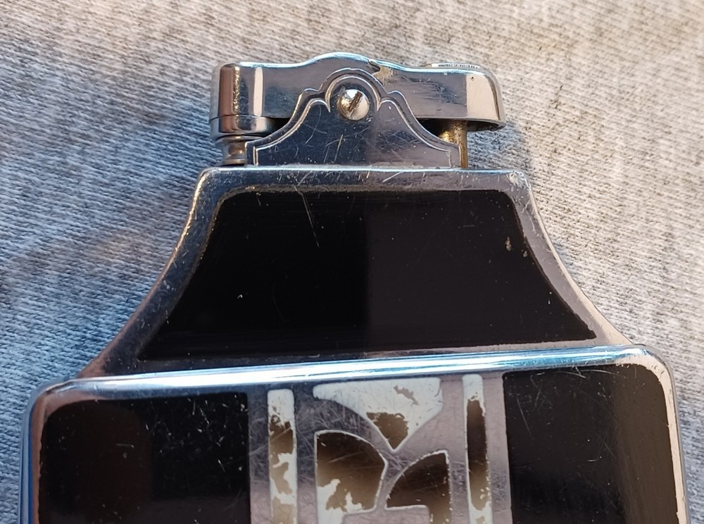 Vintage Ronson Cigarette Case Lighter De-Light Deco Brown White Chrome