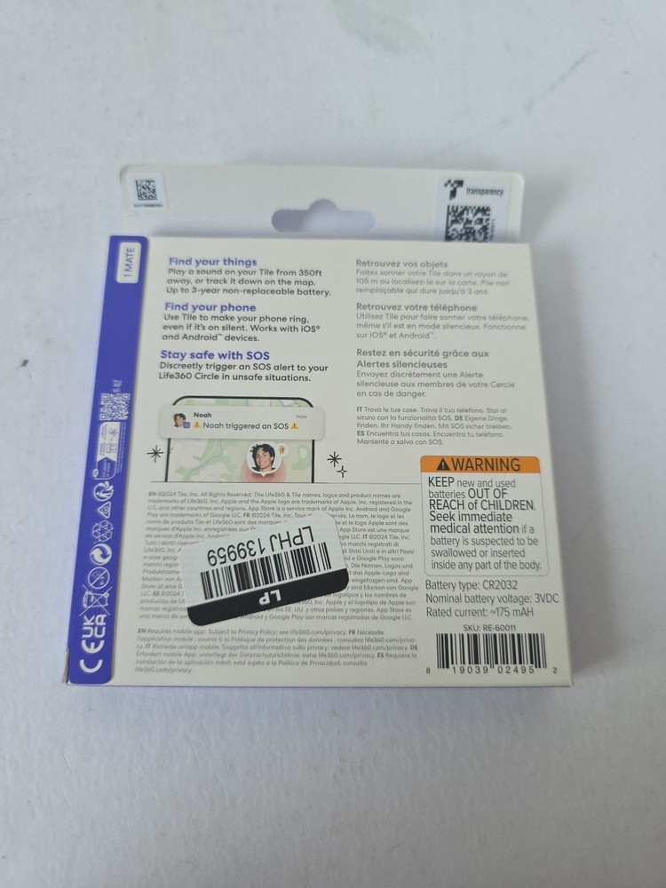 Life360 Tile Bluetooth Tracker for Apple iOS & Android Devices Key Finder-Sealed