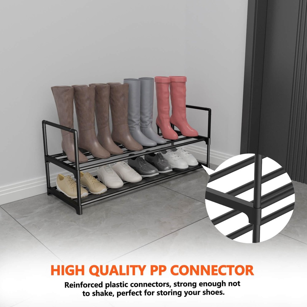2 Tier Metal Shoe Rack,Adjustable Shoe Shelf Storage Organizer,Stackable Boot...