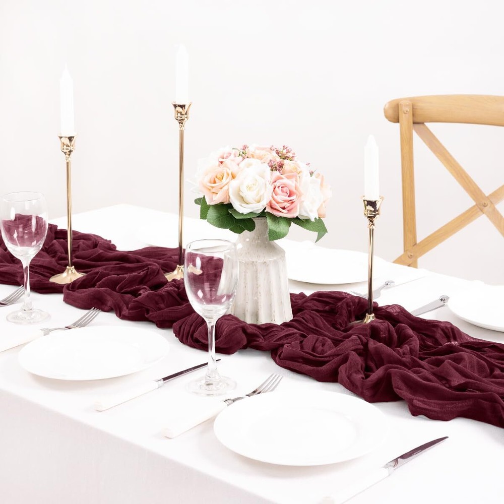 Halloween Burgundy Table Runner Cheesecloth Table Runner 10ft Gauze Rustic Fa...