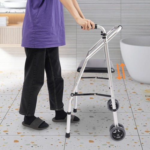 Adjustable Height Walker Folding Walker Floorstanding Foldable Chair 48-58cm