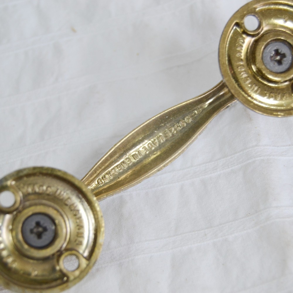 Vintage Regal Brass White Pull Handle x1, Cabinet Drawer Cupboard Pull Diecast