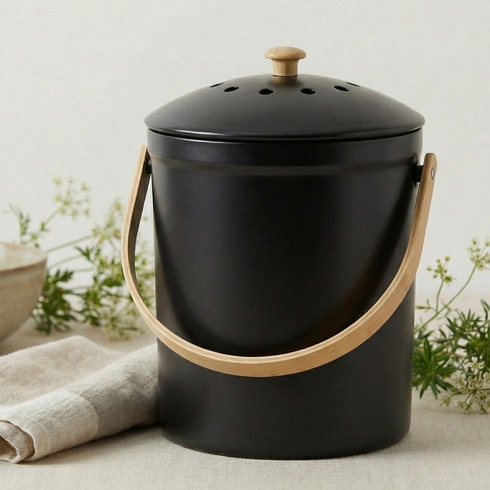 Beautiful Kitchen Compost Bin with Smell Proof Lid - Rust Proof and Odorless ...