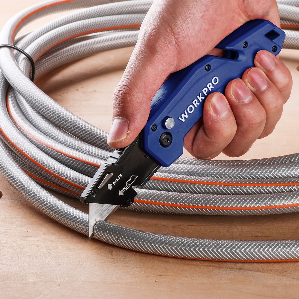 WORKPRO Folding Utility Knife Quick Change Box Cutter Lightweight Nylon Handle