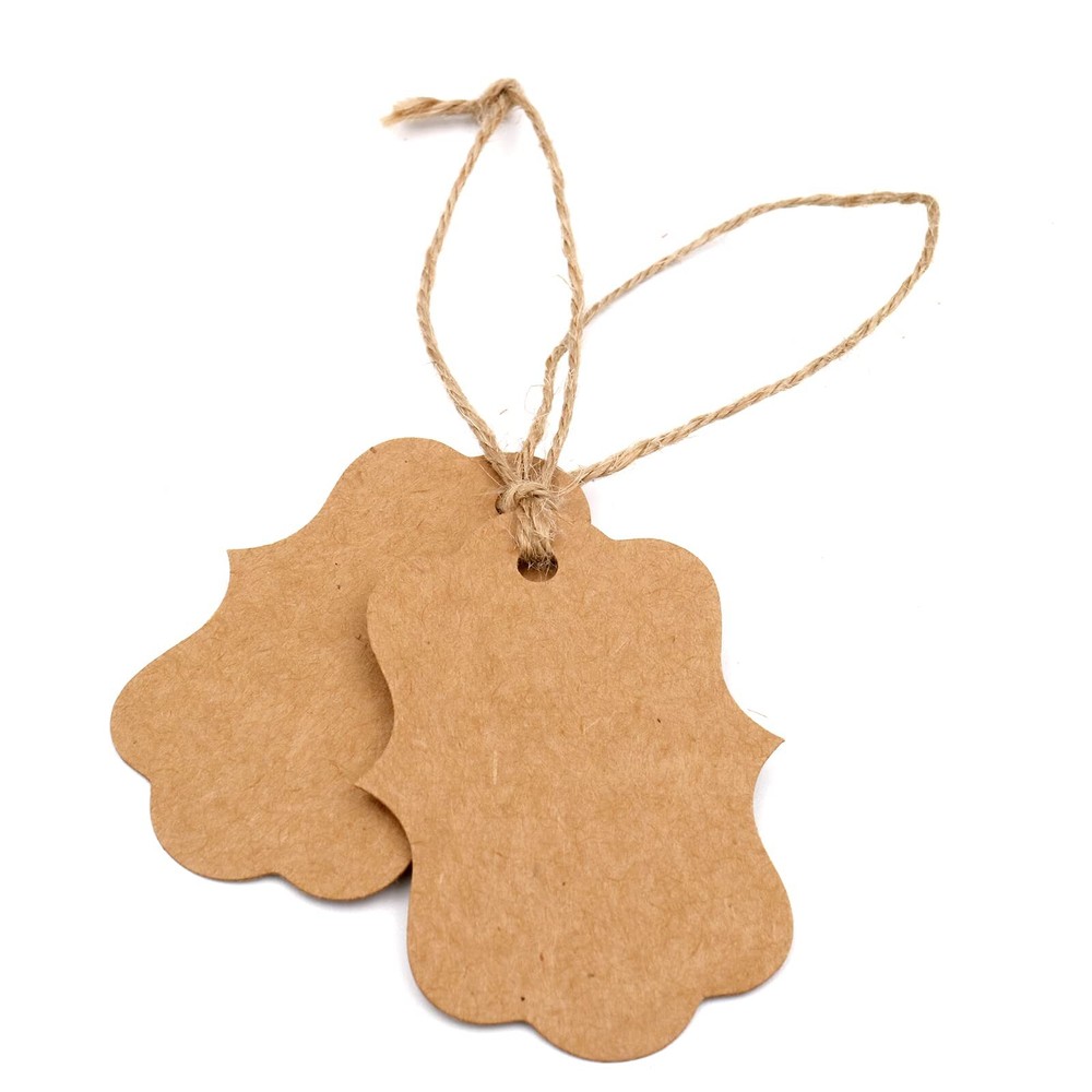 Gift Tags,100 Pcs Kraft Paper Gift Tags with String Vintage Gift Tags Brown
