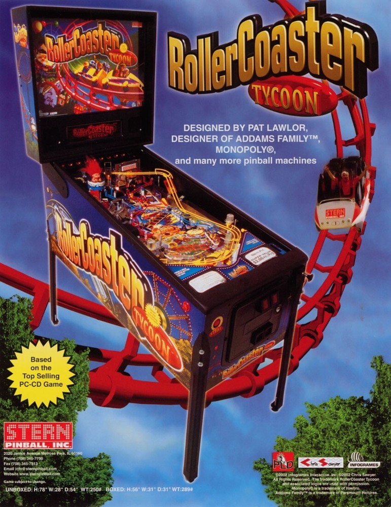 2002 Stern Roller Coaster Tycoon Pinball Machine Rubber Ring Kit