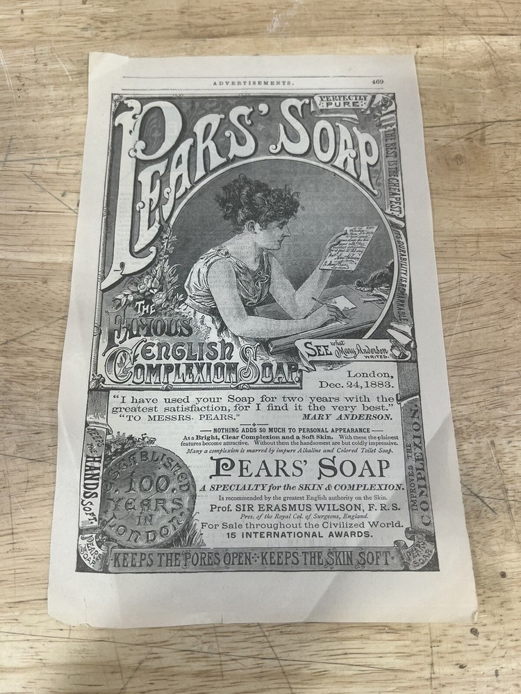 Antique 1883 Pears Soap Paper Advertisement