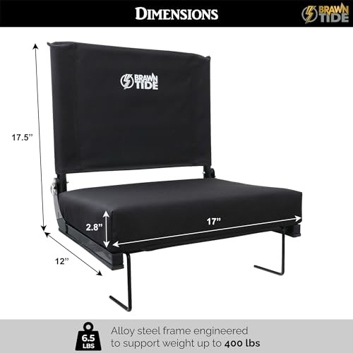 Wide Stadium Seat - Extra Thick Cushion, Great Back Support, 1 Black