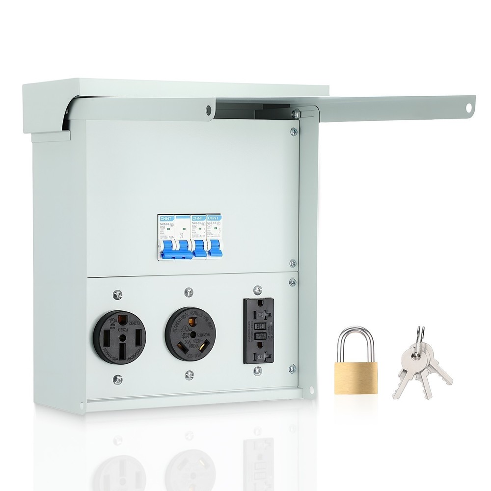 Temporary Power Outlet Panel RV Electrical Panel 20 30 50 Amp Outlet Box -