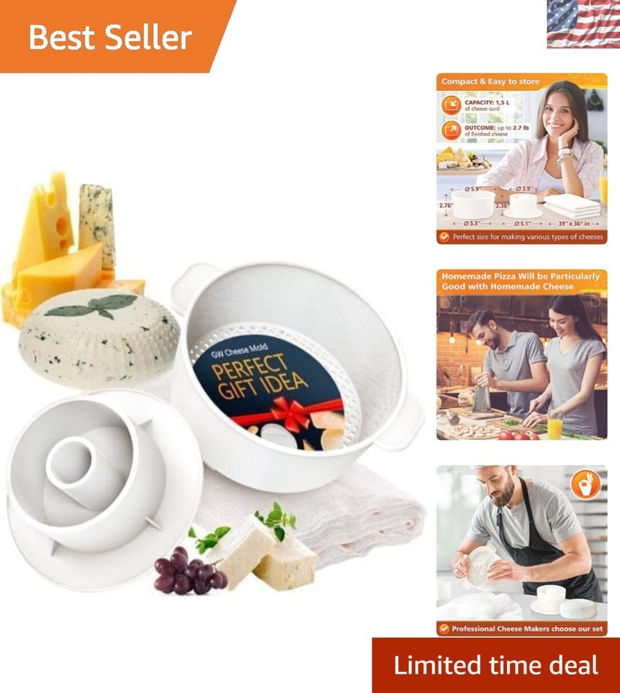 Complete Cheese Making Kit - High-Quality Mold & Cheesecloth for Home Chefs