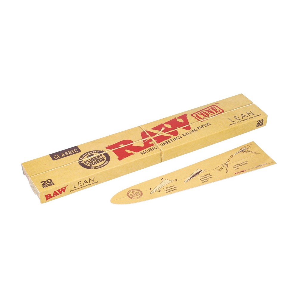 RAW Classic Lean Cones - 12 Packs Full Box 20 Cones Per Pack