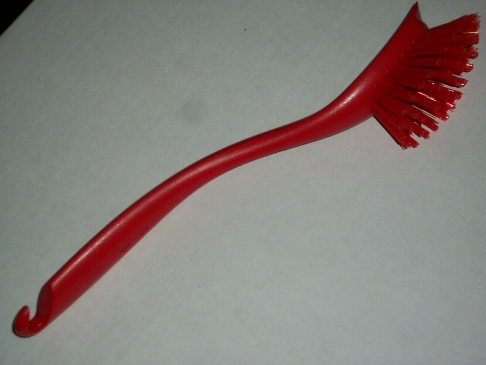 Red Plastic Dish Scrub Brush Hook Handle IKEA Antagen Scraper Kitchen Vegetable