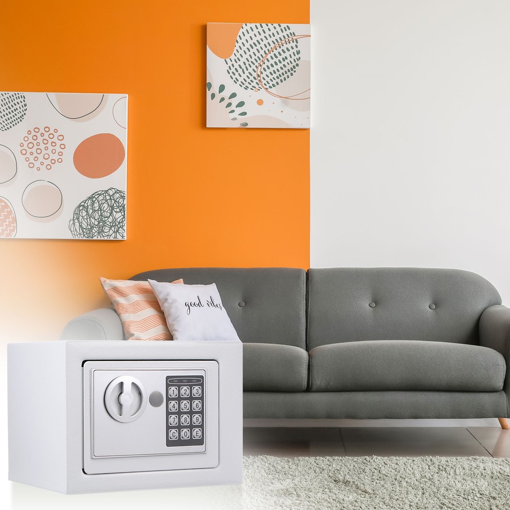 Small Safe Box Digital Electronic Security Safe Box for Home White