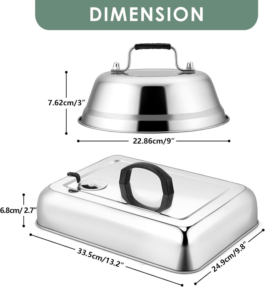 3 PCS BBQ Blackstone Basting Covers Large Rectangular Basting Cover & Round Dome