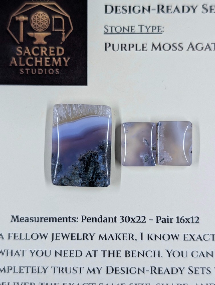 Rectangle Shape - Purple Moss Agate - Design-Ready Sets