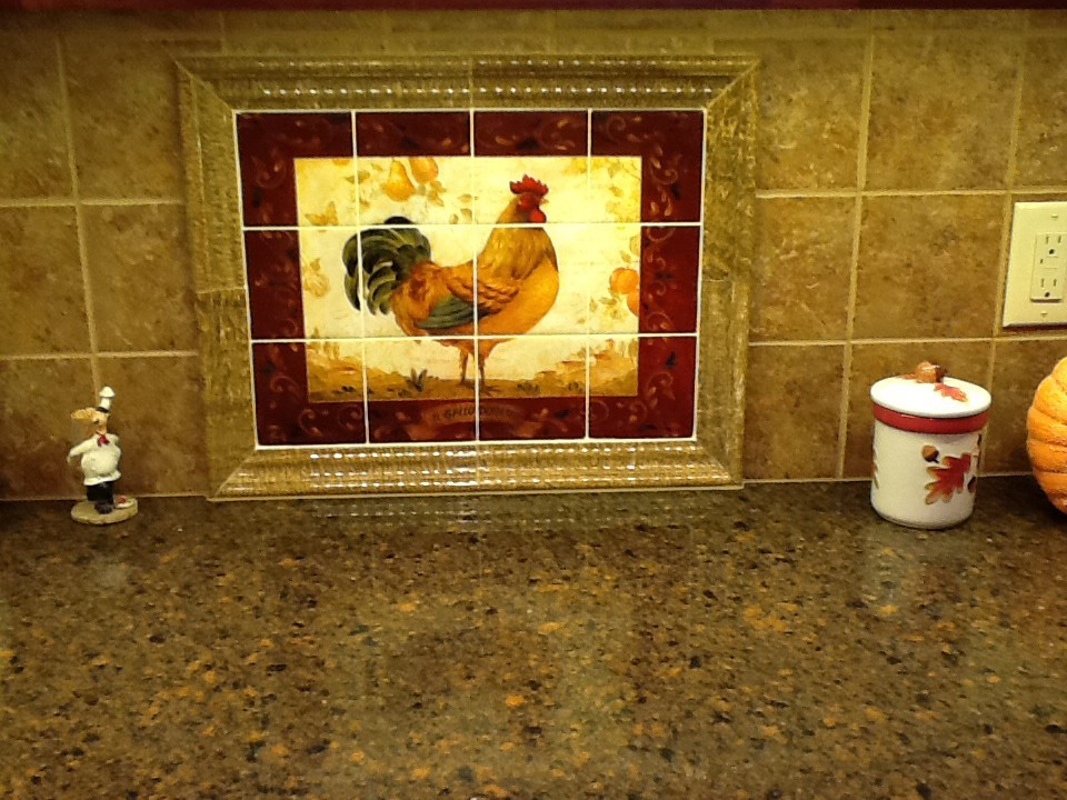 30 x 24 Art Rooster Mural Ceramic Backsplash Bath Tile #322