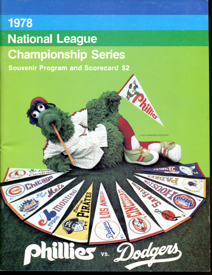 1978 NLCS Championship Program Phillies v Dodgers Ex Cond